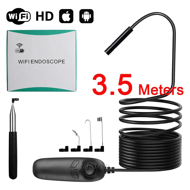 WiFi эндоскоп мини камера для осмотра USB Гибкий 6 шт. светодиодный Micro Cam видеокамера Camara Espia телескопический стержень ушной отоскоп - Цвет: 3.5 m cable