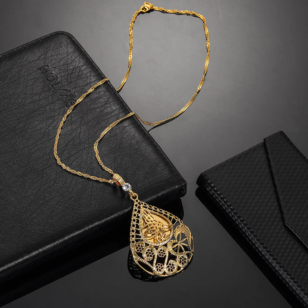 Ожерелье с кулоном в арабском стиле и мусульманской цепью для женщин золотой