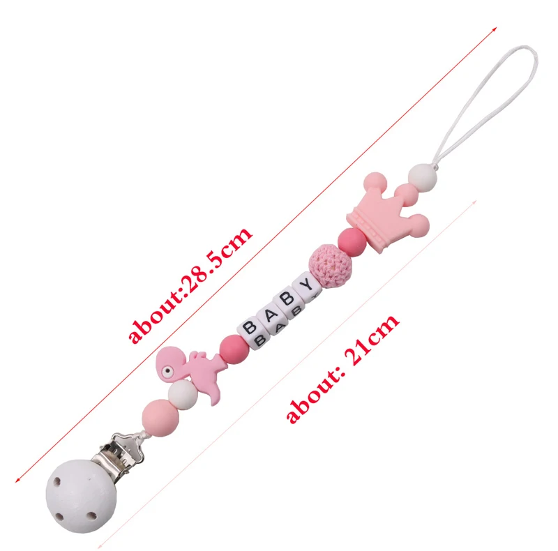 Cadena de chupete con Clip para chupete, mordedor anticadena de dinosaurio peque&ntilde;o de silicona, cadena de chupete, productos para beb&eacute;s, Kawai con personalidad-2