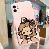 asina cartoon case for iphone 11 12 pro max soft liquid silicone cover for iphone xs max cases couple 6 7 8 plus funda for girl