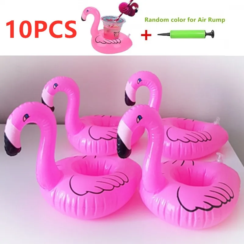 

10Pcs Flamingo Inflatable Drink Cup Holders Air Mattresses for Cup Can Holder Floating Coasters for Party Summer Pool Beach Toy