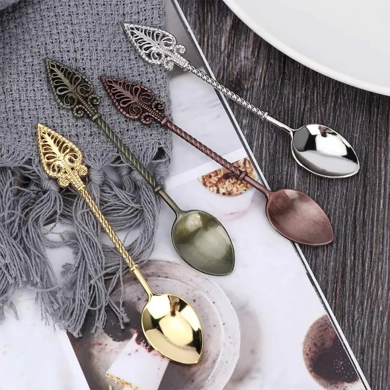 

Tea Coffee Mixing Spoon Mini Metal Ice Cream Coffee Snacks Fruit Dessert Spoon Kitchen Tableware Alloy Teaspoons