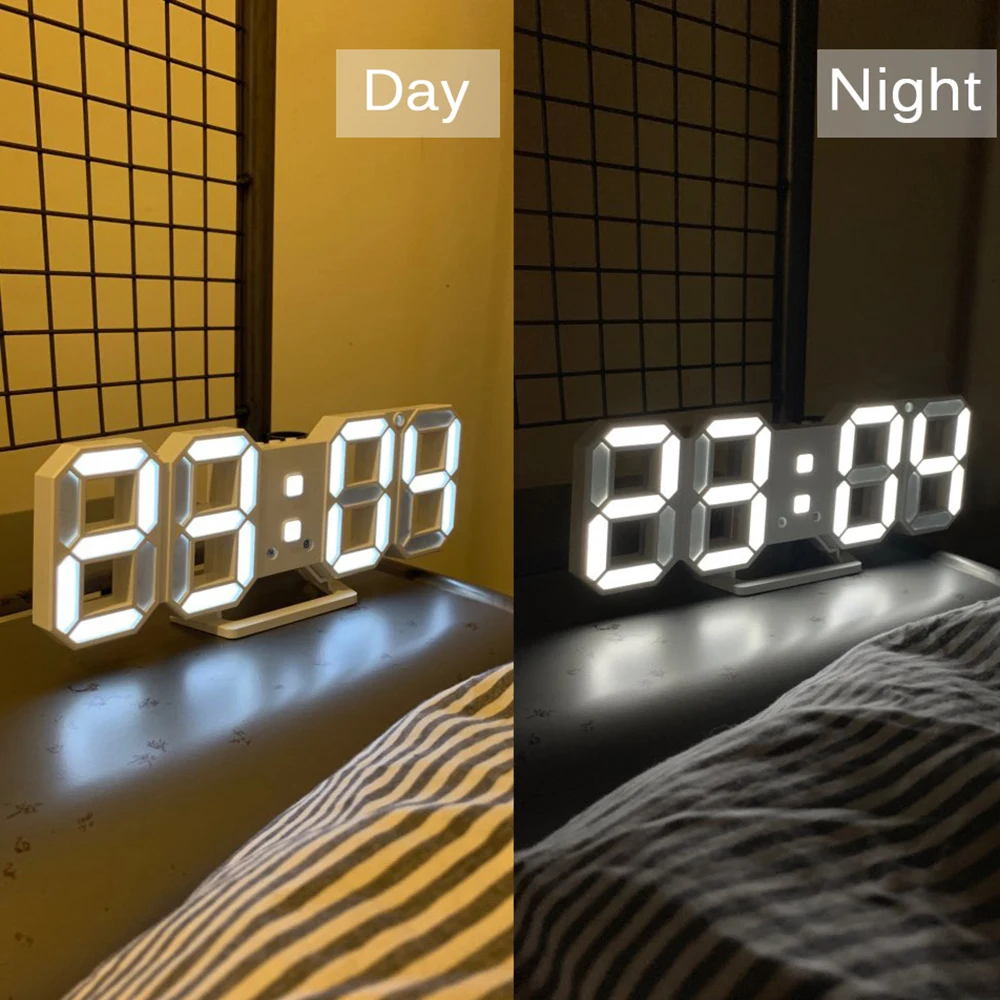Большой светодиодный настенный будильник с датой и автоматической подсветкой