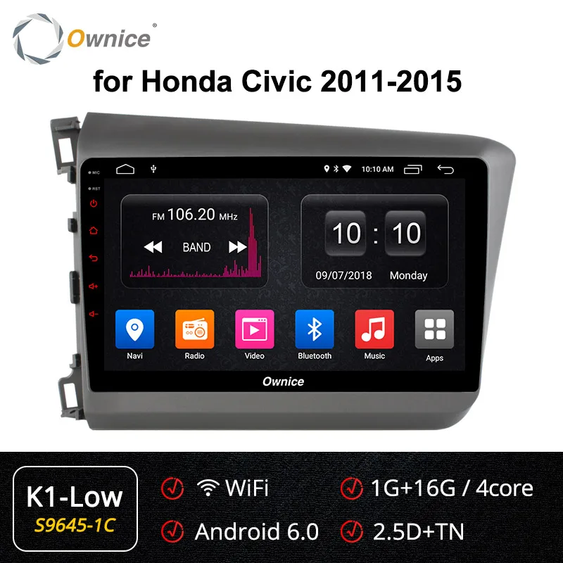 Ownice, Android 9,0, 8 ядер, 4 Гб ОЗУ, 64 Гб ПЗУ, k3, k5, k6, автомобильный Радио плеер, gps для Honda Civic, 2011-, 4G, LTE, SPDIF 360, Pano ram - Цвет: S9645-1 K1-Low