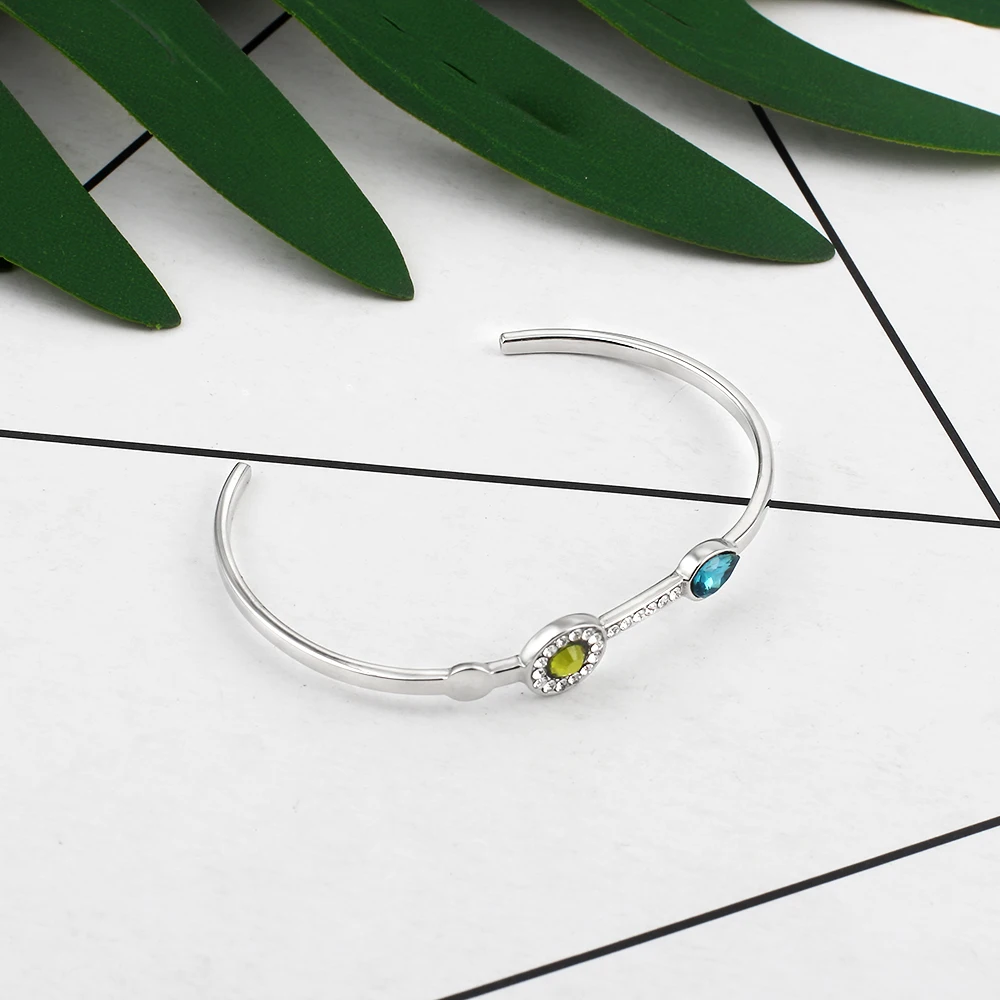 

Factory wholesale 1pcs Nice Shipping Silver Color crystal Decorative Opening Bracelet Bangles For Women's Men's Lovers Hot Sell