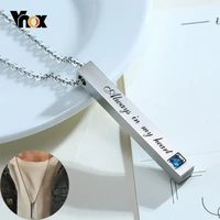vnox personalized simple necklaces for men 3d vertical bar pendant with aaa cz stone classic fashion customize gift for him