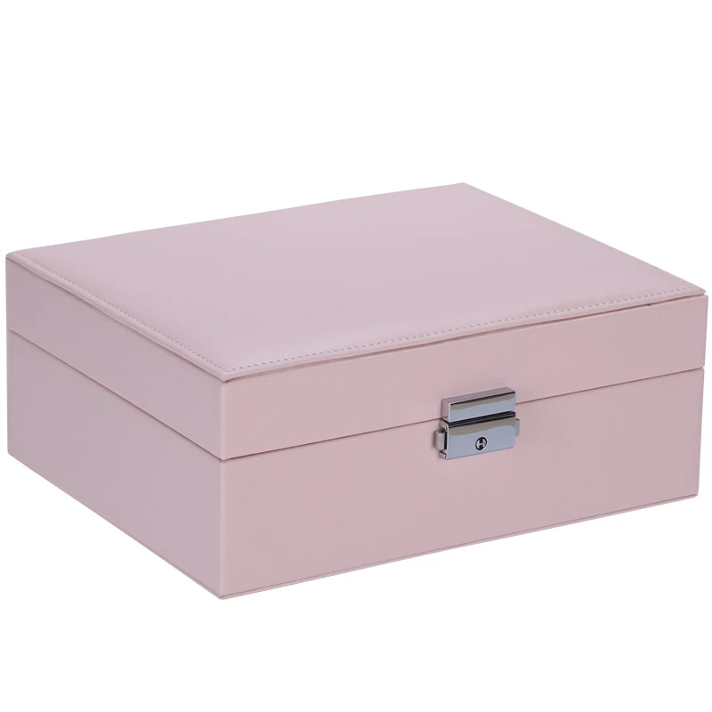 

Classical fashion women black color leather jewelry box top quality jewelry Makeup Organizer Box Jewelry Storage Case 200805-44