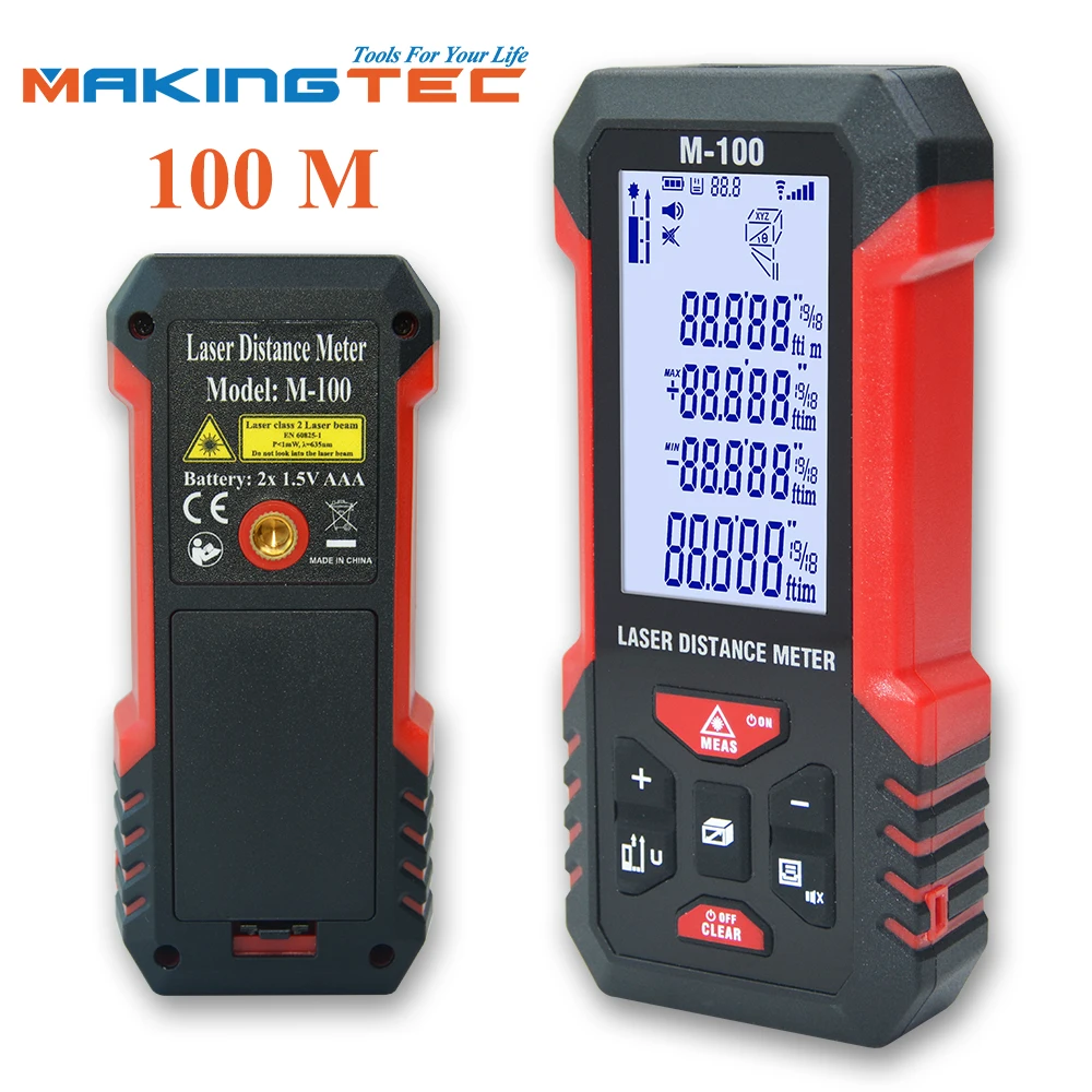 

MAKINGTEC Laser Rangefinder Distance Meter 40-100M Laser Meter Roulette Measure Tape Range Finder Digital Measuring Tape Device