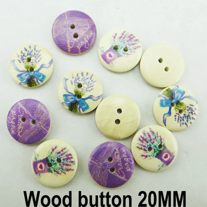 

50PCS Color Dot Button 20MM Garment Painting Wooden Butterfly Buttons Decorative Sewing Clothes Boots Coat Accessory MCB-089R