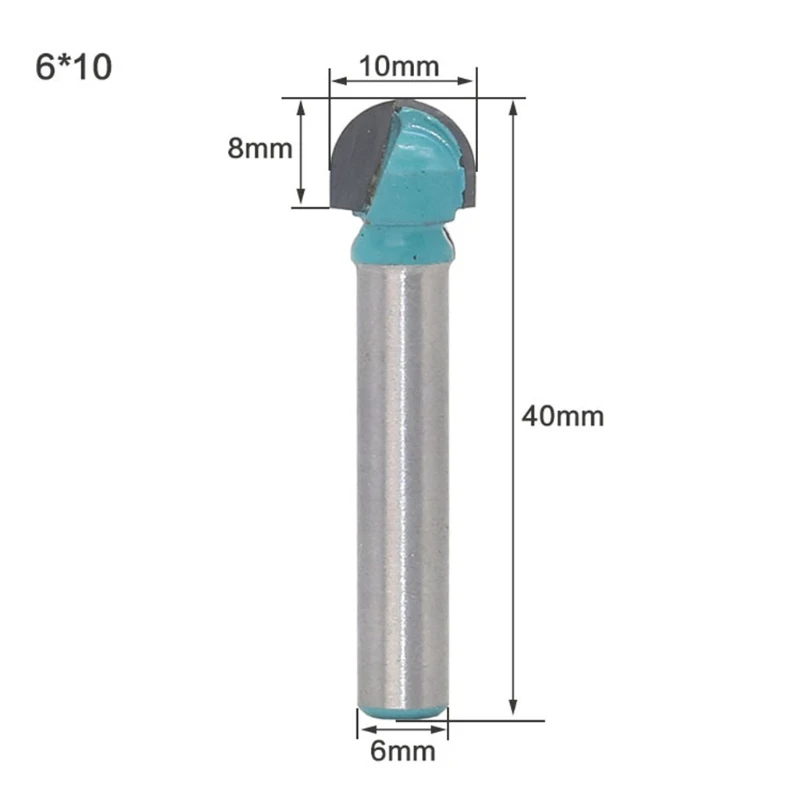 

4/5 Pcs Shank Cove Box Router Bit Cutting Diameter Solid Carbide Double Flute Core Box Round Nose Woodworking Tool