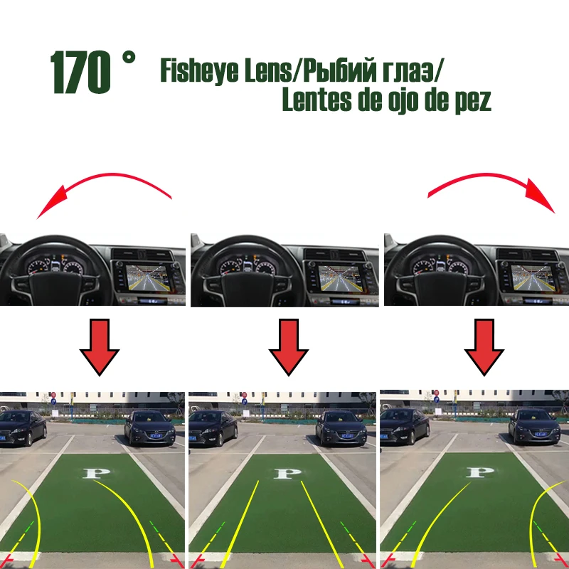 Автомобильная камера заднего вида с ручкой багажника 170 ° HD динамическая