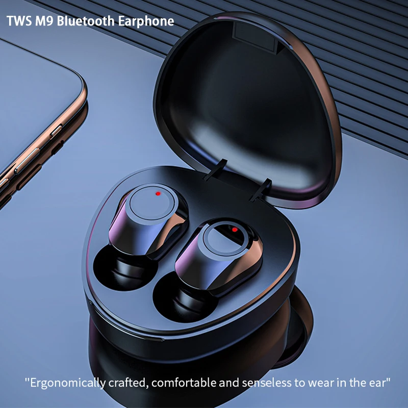 TWS-стереонаушники M9 с зарядным футляром и поддержкой Bluetooth 5 0 | Электроника