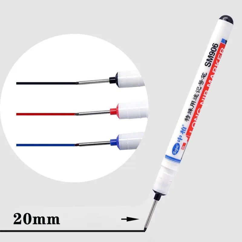 

Long Head Markers Bathroom Woodworking Decoration Multi-purpose Deep Hole Marker Pens Pen Red/Black/Blue Ink