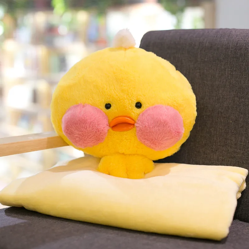 yellow with blanket 3в1 Корея смешная Гиалуроновая кислота утка теплая подушка с отверстиями для рук с одеялом Мягкая кукла супер мягкая игрушка милый розовый желтый утка сладкий подарок - Цвет: yellow with blanket