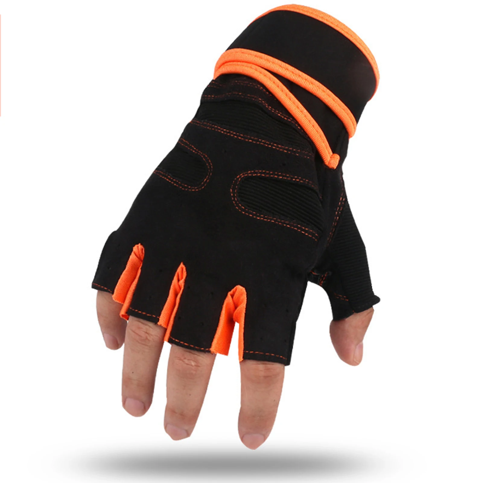 

Non-slip Half Finger Gloves with Wrist Wrap Support Padded Fitness Short Open Finger Glove for Riding Sports Summer YS-BUY