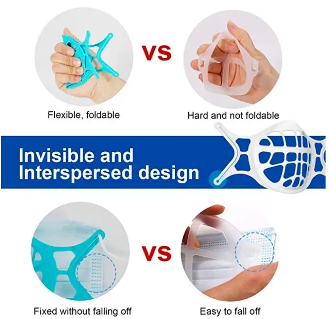 

Silicone Face Mask Bracket 3D Mask Holder Separate Nose Mouth Support Frame Breathing Assist Inner Cushion Bracket Food Grade