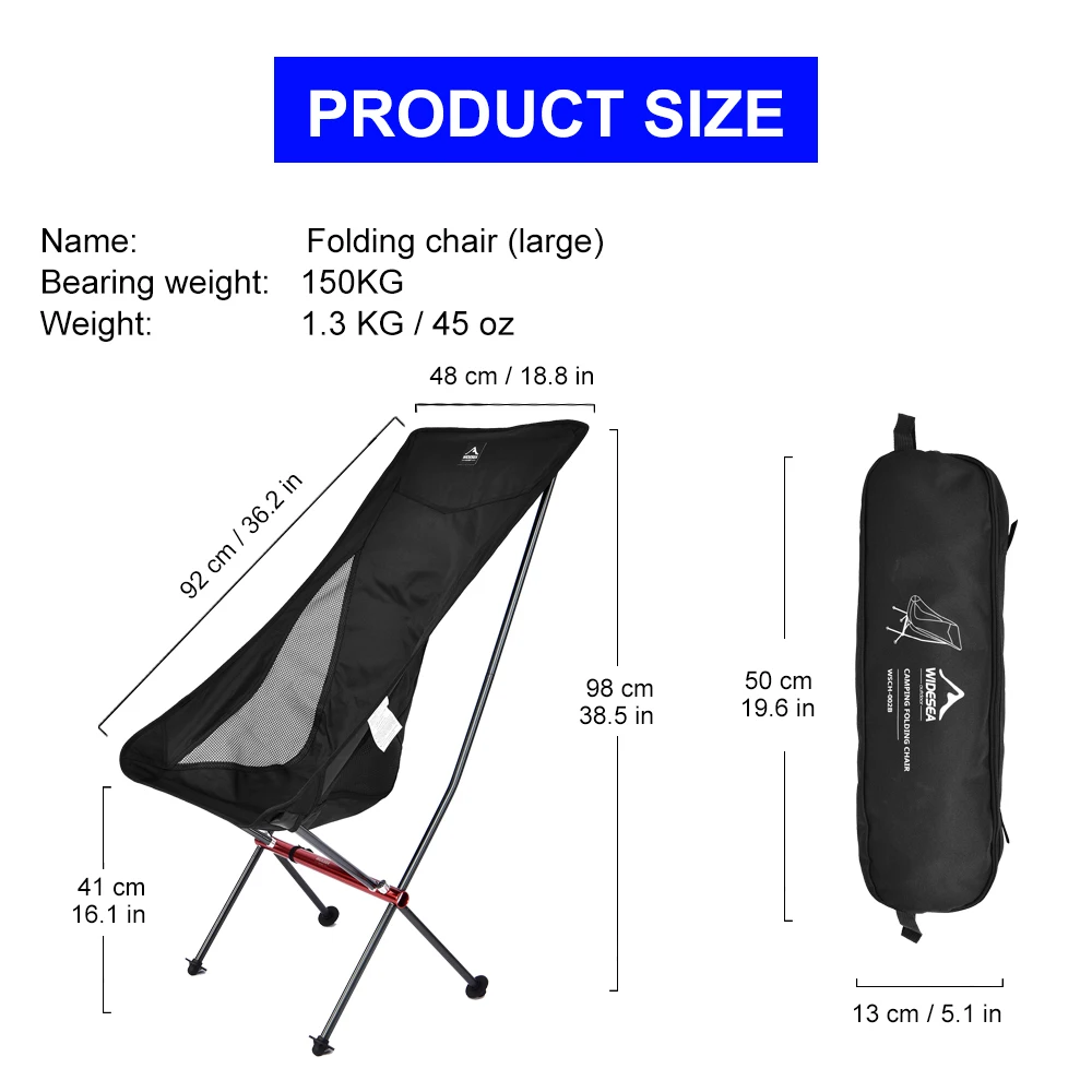 Widesea Camping Fishing Folding Chair Tourist Beach Chaise Longue for Relaxing Foldable Leisure Travel Furniture Picnic | Спорт и