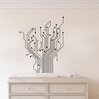 vinyl circuit tree pattern wall sticker geekery science wall decals art computer circuit wallpaper vinyl art poster