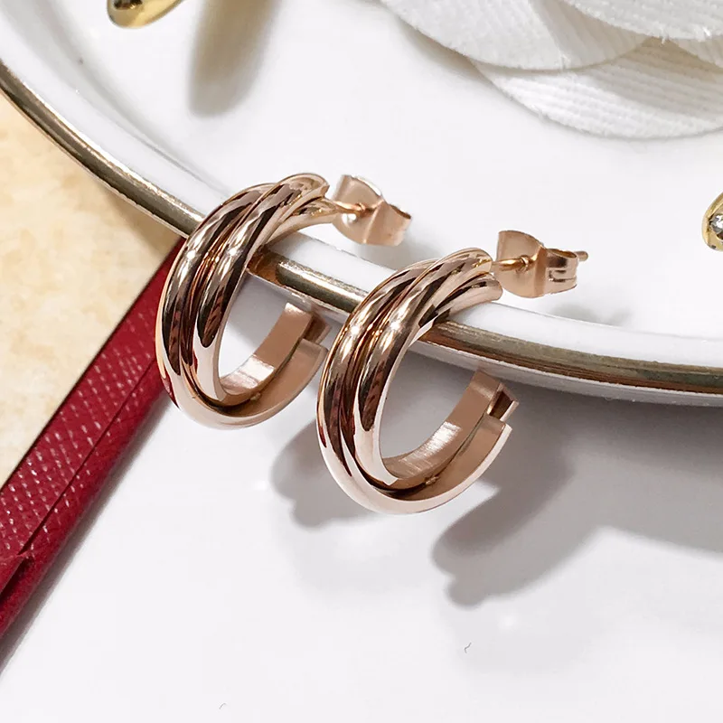 Классические тройные трехцветные стальные серьги гвоздики Троицы в форме с для