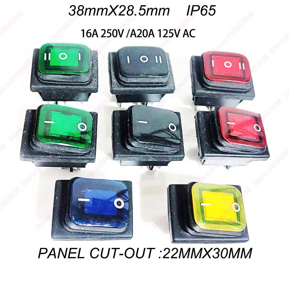 1 шт., водонепроницаемый кнопочный переключатель KCD4, 4/6 контактов, 38x220 мм (отверстие 22x30 мм)