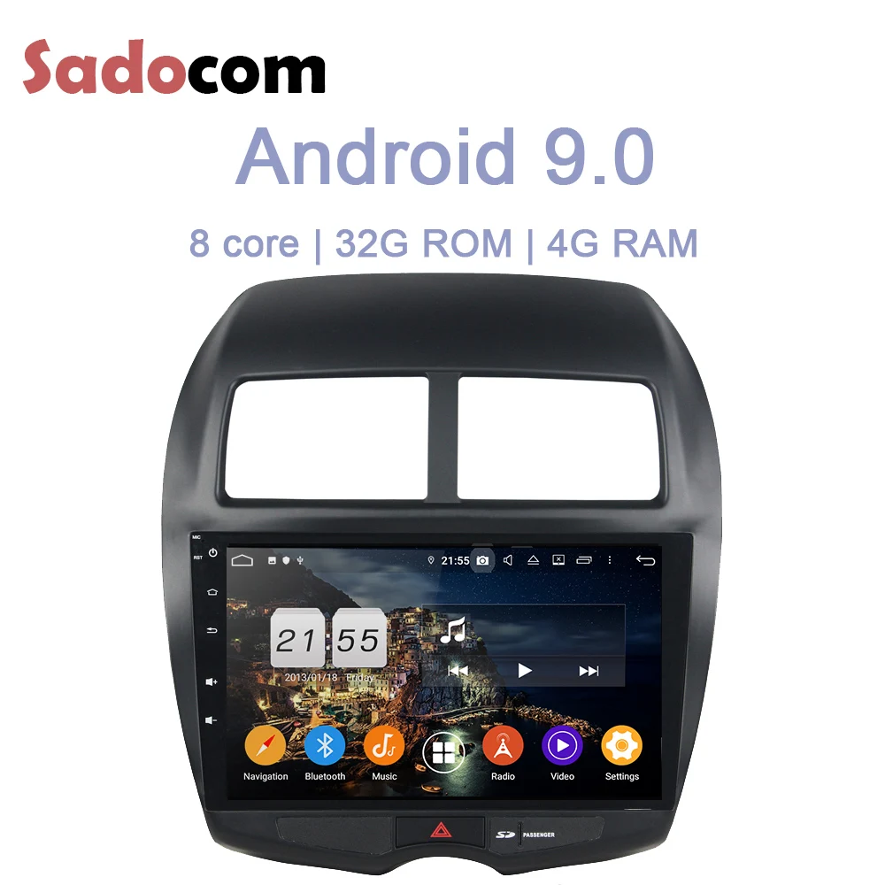 Автомобильный DVD плеер 10 2 дюйма IPS Android 9 0 4 Гб ОЗУ 32 ПЗУ для MITSUBISHI ASX 2010 2011 2012 GPS радио