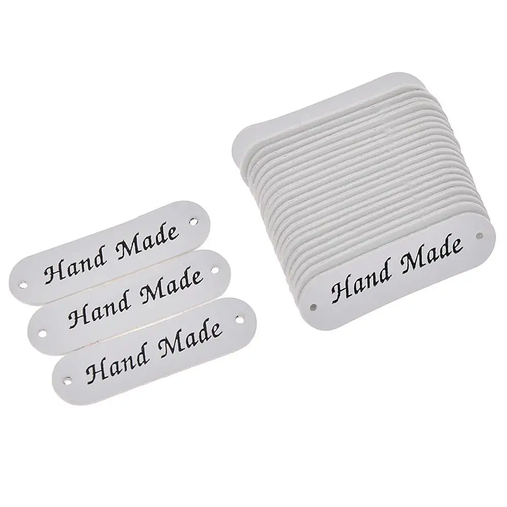 leather handmade clothing labels for gift bag luggage 24pcs/lot hand made with love tags label sewing work | Дом и сад