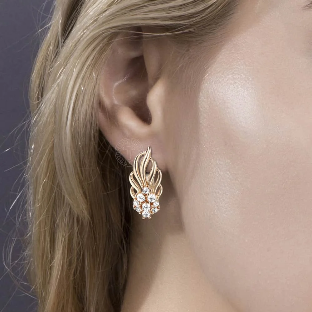 Новые модные серьги гвоздики в форме листьев для женщин и девушек 585 розовое