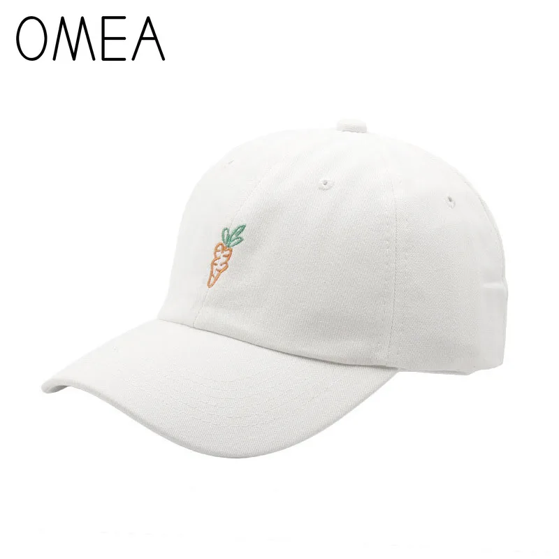 OMEA козырек шляпа модная Милая мультяшная вышитая бейсболка морковка женский