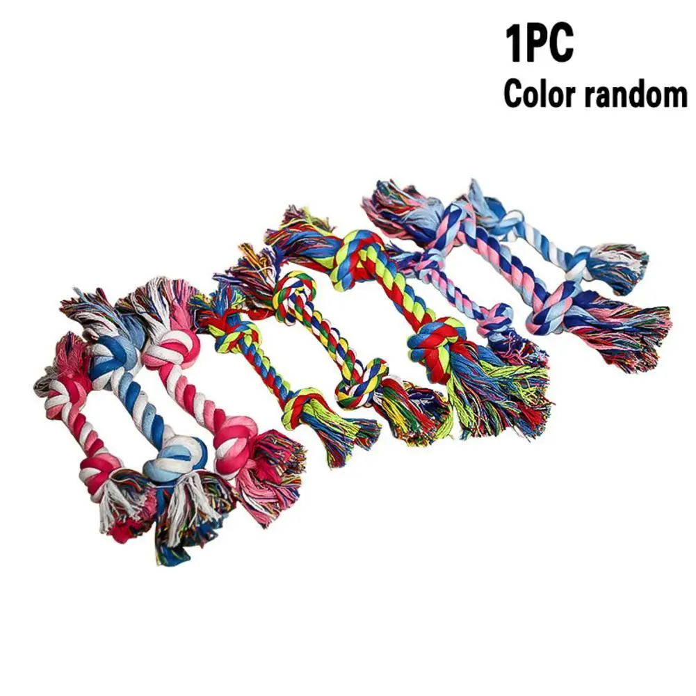 

1PC Pets Dogs Pet Supplies Pet Dog Puppy Cotton Chew Knot Toy Durable Braided Bone Rope Funny Tool Random Color Wholesale