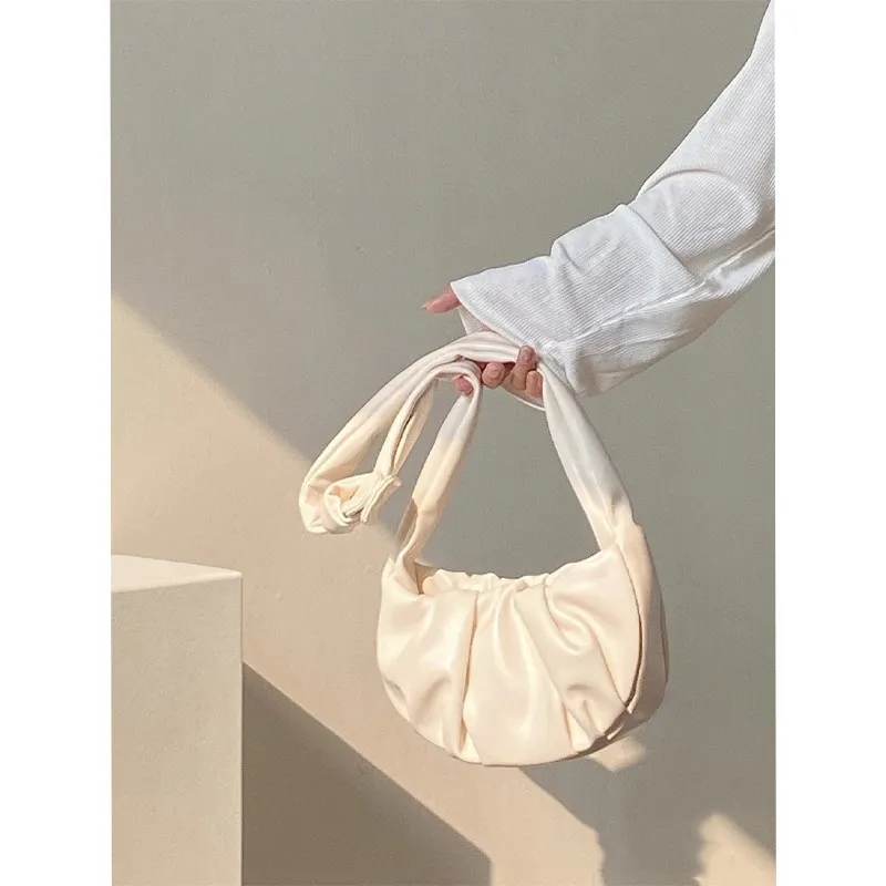 

Crepe Hobo Bags Cream-white Cloud Bag 2021 New Trendy Niche Design Versatile Single Shoulder Small Crossbody Bag for Women