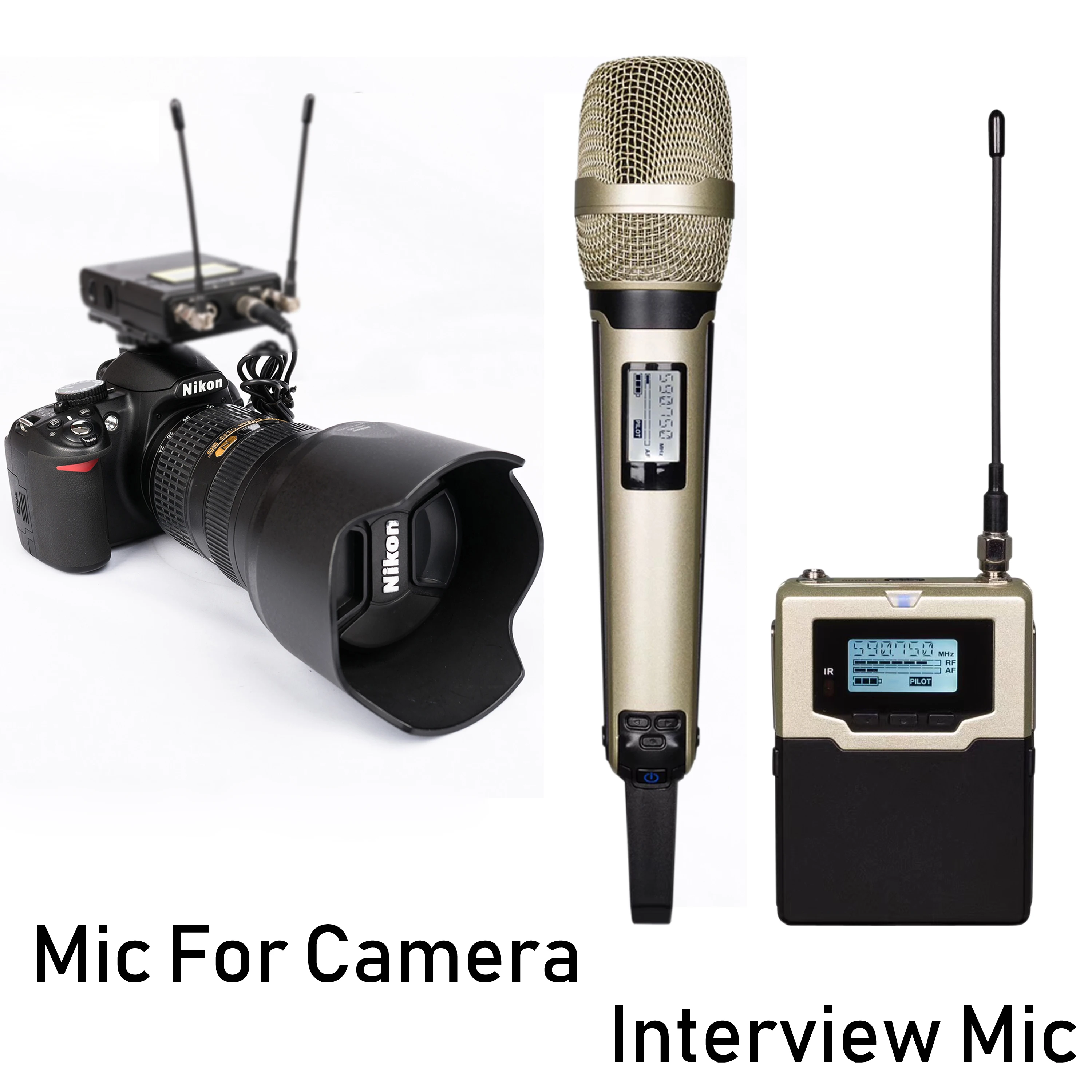 

Leicozic DSLR Camera Live Recording, Interview,Video Shooting, DV Portable Wireless Handheld & Lavalier Lapel Microphone 100M