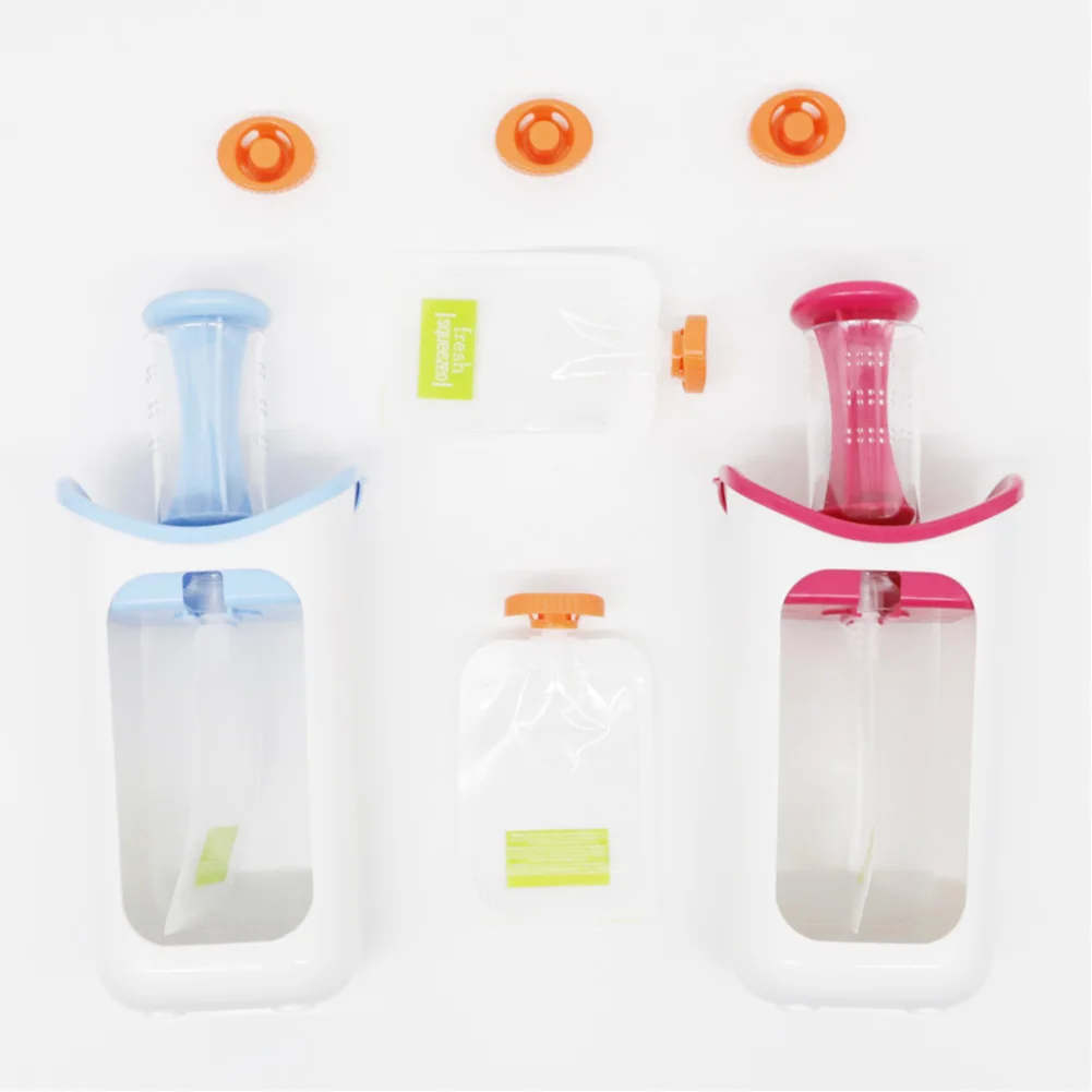 

Food Maker Hand Squeezer Fresh Food Fruits Processor for Infants Babies with 10 Food Pouches, Lids
