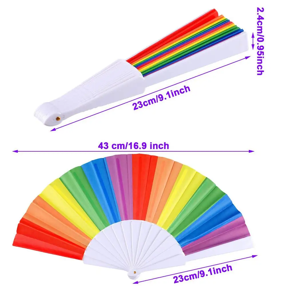 

Home Decor Fan Rainbow Hand Held Folding Fan Dance For Gay Pride Parties Decoration Fan Art Craft Decor 12pcs/set Wholesale