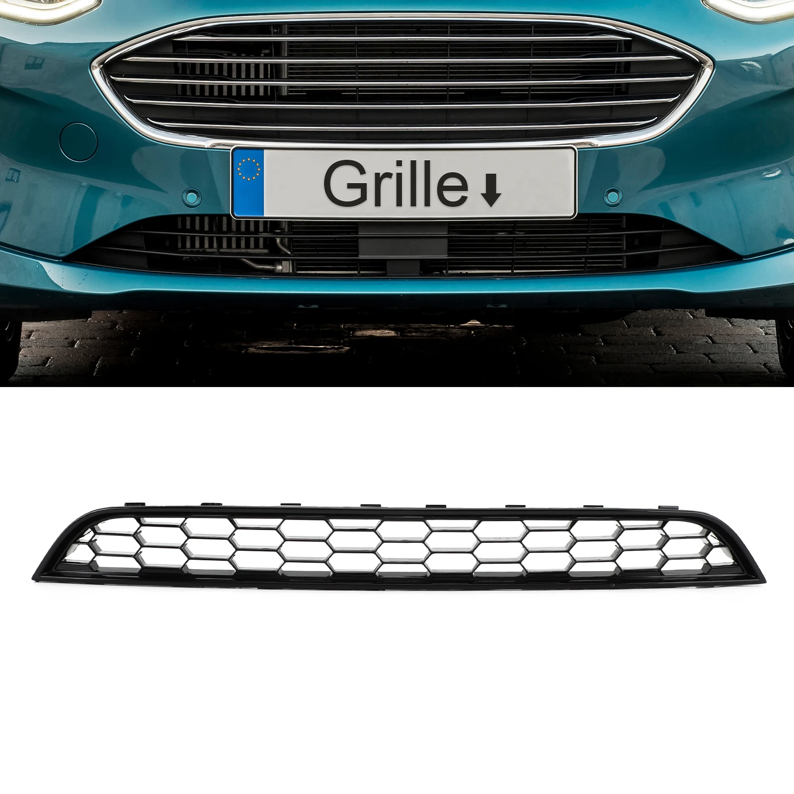 

Areyourshop Спортивная сотовая Нижняя решетка для Ford Fiesta 2013-2017 Zetec S 1801358, внешние детали автомобиля