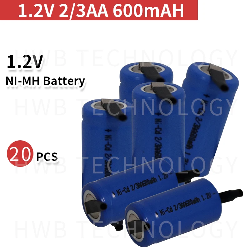 20pcs/lot AA Ni-Cd 1.2V 2/3AA 600mAH rechargeable battery NiCd charging Batteries - Blue Free Shipping | Электроника