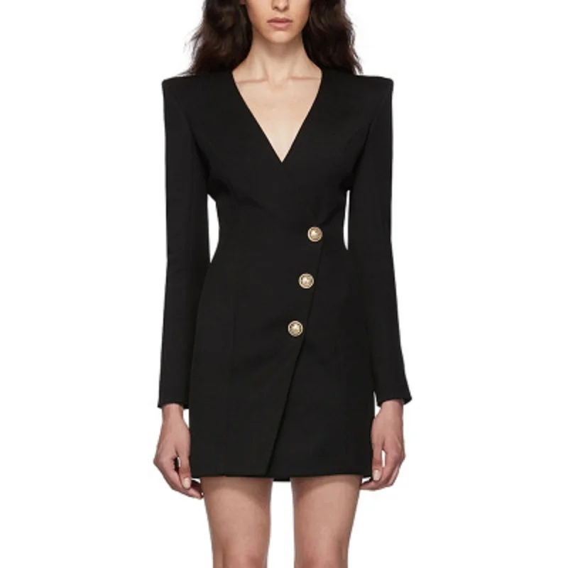 Брендовый дизайн 2020 весеннее винтажное платье с металлическими пуговицами льва