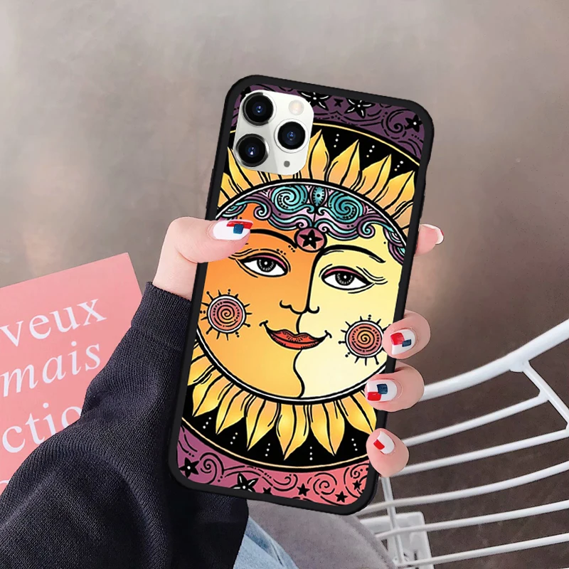 GYKZ Fashion Sun Moon Face Phone Case For iPhone 7 11 Pro XS MAX SE 2020 XR X 8 6Plus Planet Star Silicone Hard Cover Fundas Bag | Мобильные