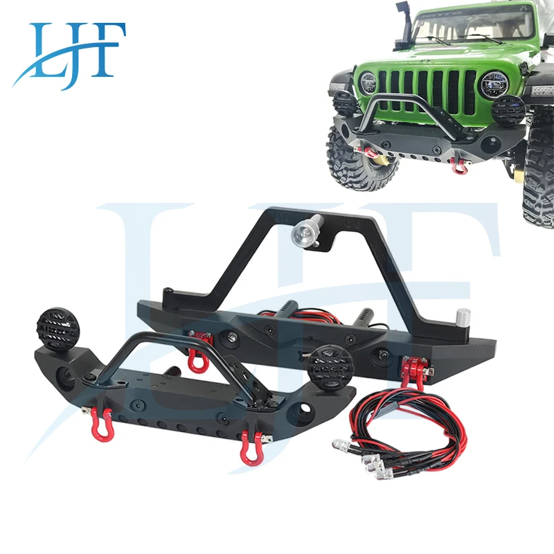 

LJF 1pair Metal Stinger Front Rear Bumper with Led Lights for 1/10 RC Crawler Axial SCX10 90046 SCX10 III AXI03007 TRX-4 KM2 L76