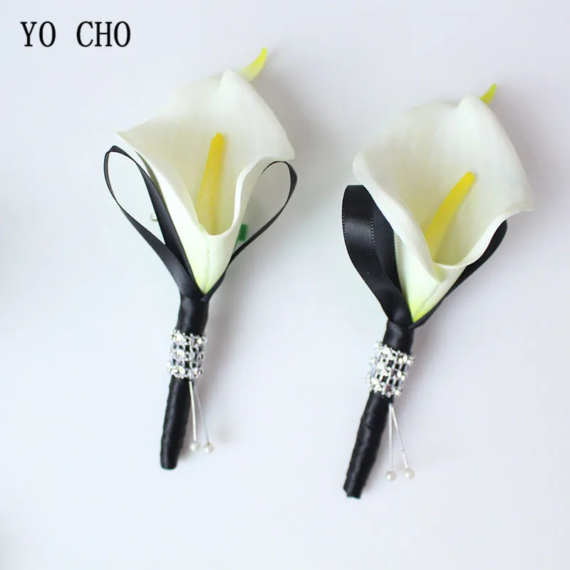 

YO CHO Wedding Corsages Groom Boutonnieres Bridesmaids Brooches Corsage Pin Flowers Prom White Wedding Witness Marriage Corsages