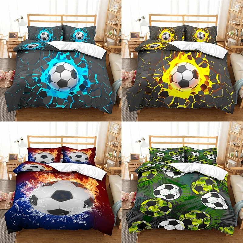 

Home Textile Luxury 3D Football Print 2/3Pcs Comfortable Duvet Cover PillowCase Bedding Sets Queen and King EU/US/AU Size
