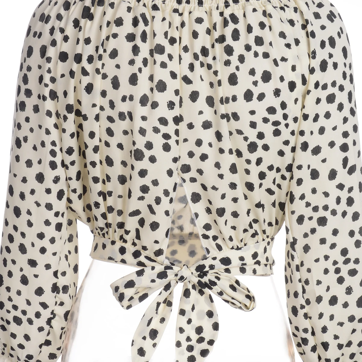 

Women Autumn Turtleneck Blouse Fashion Long Sleeve Spotted Top Stylish Lace-up Shirt Top for Women Ladies