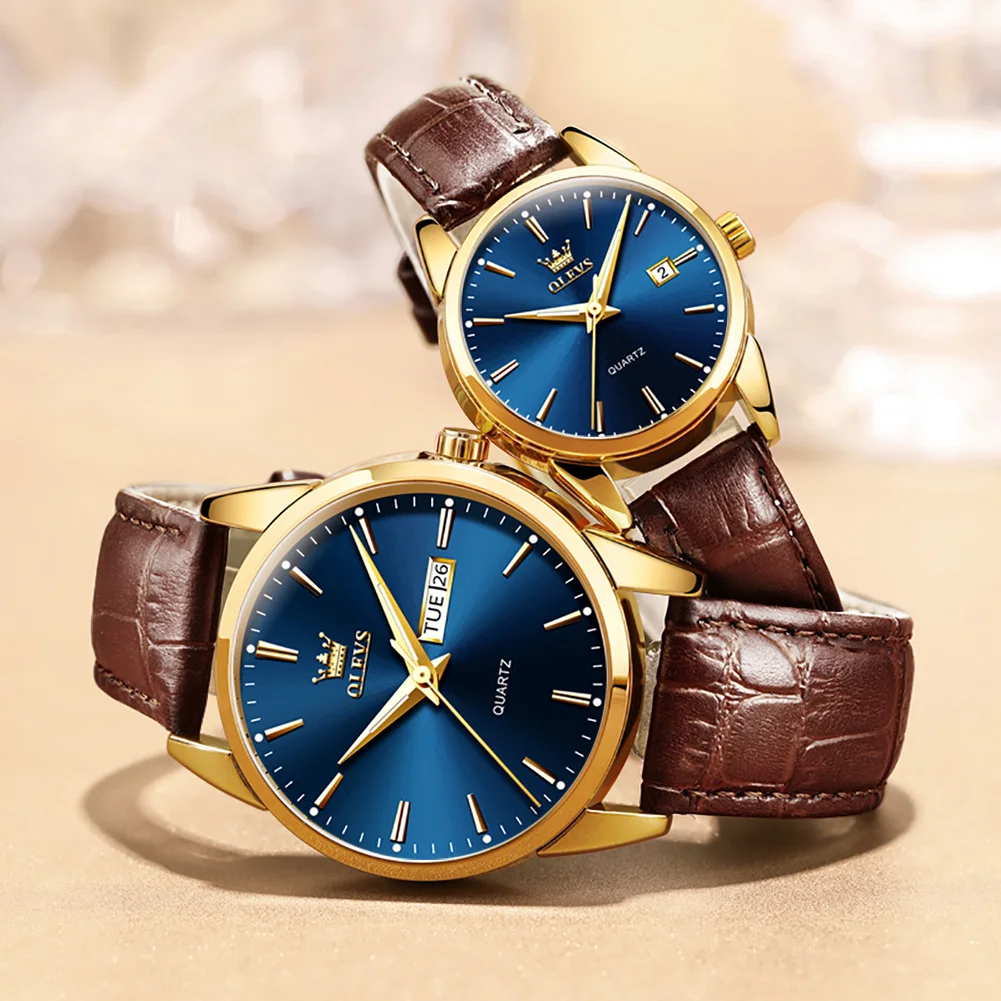 

Часы OLEVS для влюбленных парные часы пара мужские и женские мужские водонепроницаемые Роскошные Аналоговые кварцевые наручные часы для пар подарок для влюбленных