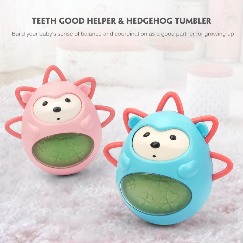 

Music Tumbler Baby Teether Built-In Bells Hand-Cranked Interactive Hedgehog Toy For Early Education