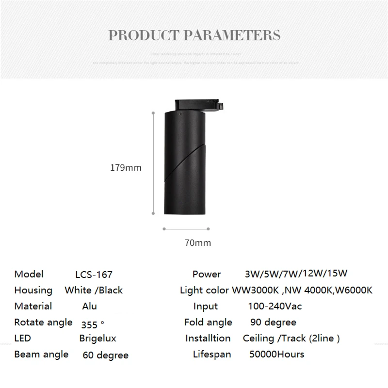 Складной поворотный потолочный светильник Точечный для подсветки монтируемый
