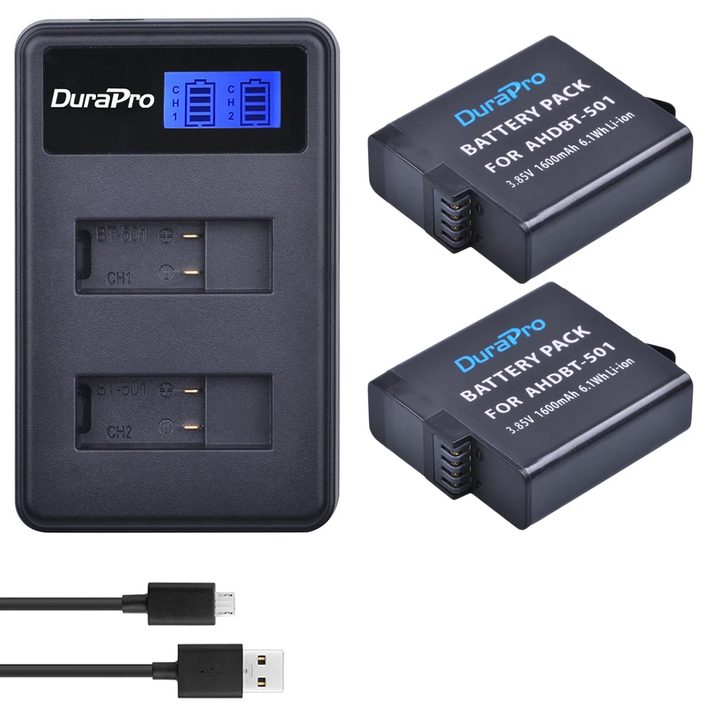 Аккумулятор AHDBT 501 + двойное зарядное устройство USB с ЖК дисплеем для