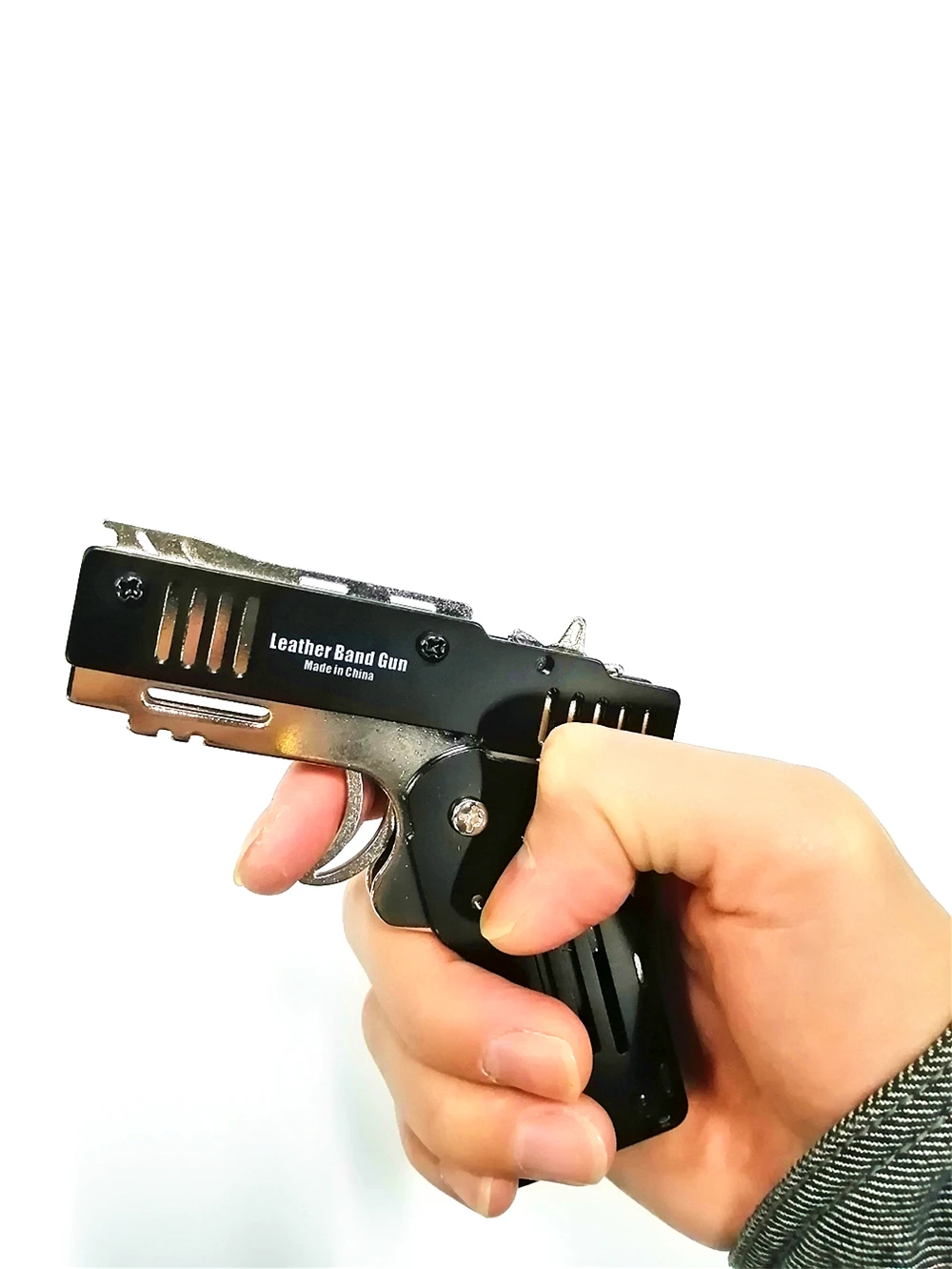 Мини складной шестигранный пистолет с резиновой лентой может держать брелок все