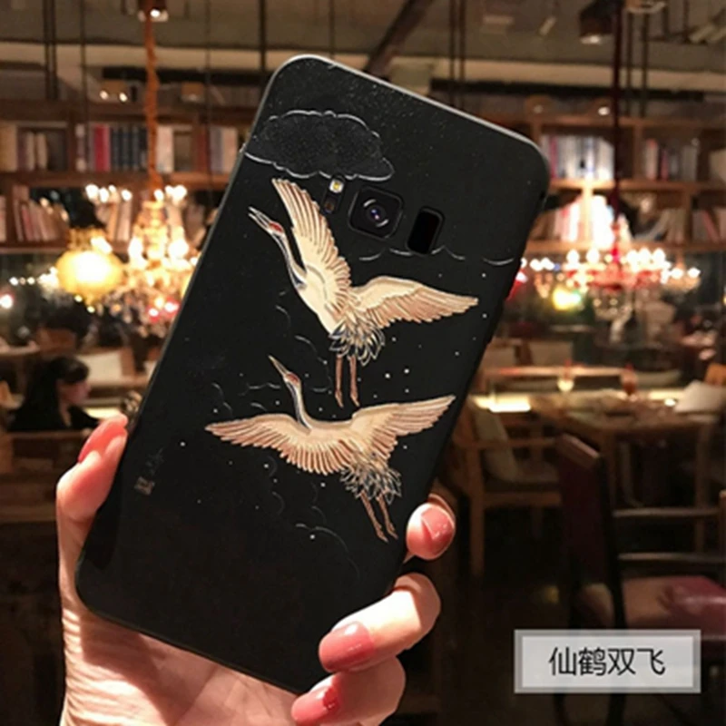 Чехол для samsung S10, силиконовый чехол с тиснением для samsung Galaxy note 9, 8, S8, S9, S10 plus, s10E, японский чехол для телефона с 3D рисунком