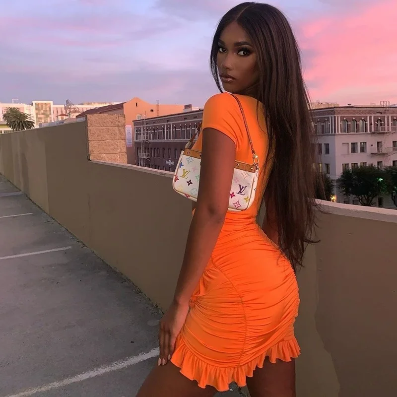 

Women V-neck Strap Cross Bandage Dress Bodycon Sexy Party Dress Pleated Stretch Short Y2k Clubwear Elegant Female Dresses