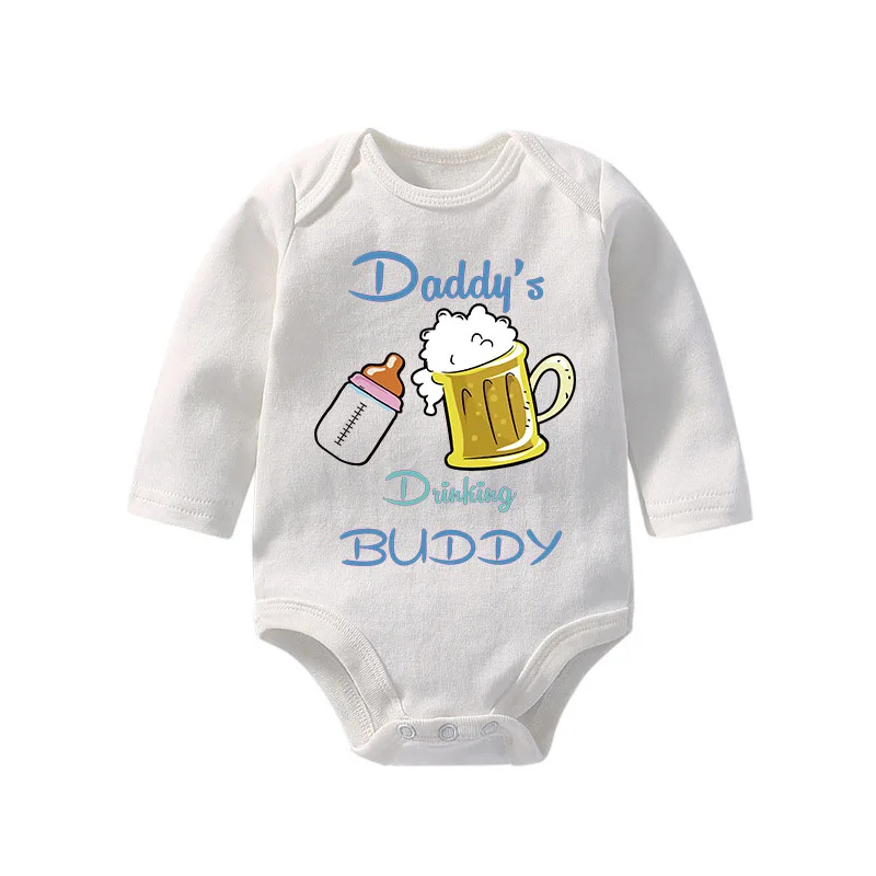 daddy drinlk Culbutomind/детская одежда с длинными рукавами; сезон весна-осень; Одежда для новорожденных; одежда для малышей; детские комбинезоны для девочек - Цвет: daddy drinlk