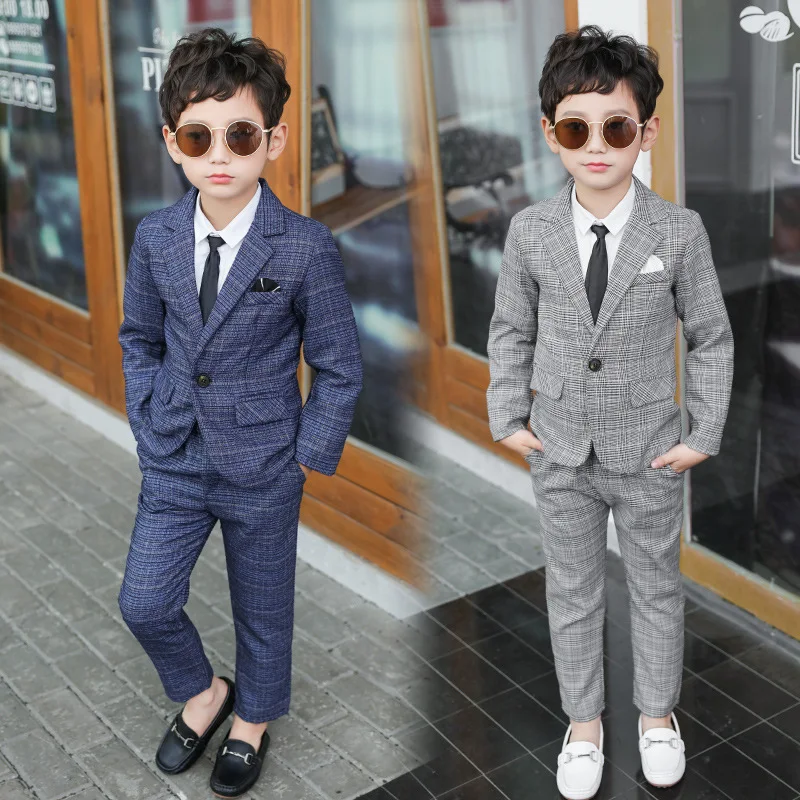 

New 2PCS Kids Formal Suits Solid Wedding Blazer Suit Brand Boys Formal Tuxedos School Suit Kids Spring Clothing Set